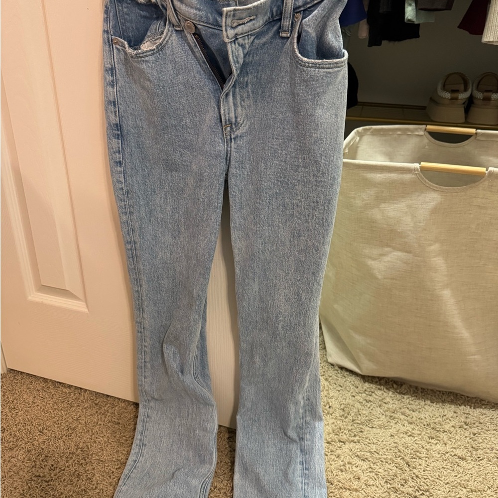 Abercrombie & Fitch Light Blue Ultra High Rise Crossover jeans